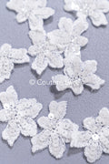 20 piezas de flores de encaje para coser / Aplicaciones de flores 3D de encaje / Aplicaciones de encaje para vestido de novia / Encaje nupcial // A26-502