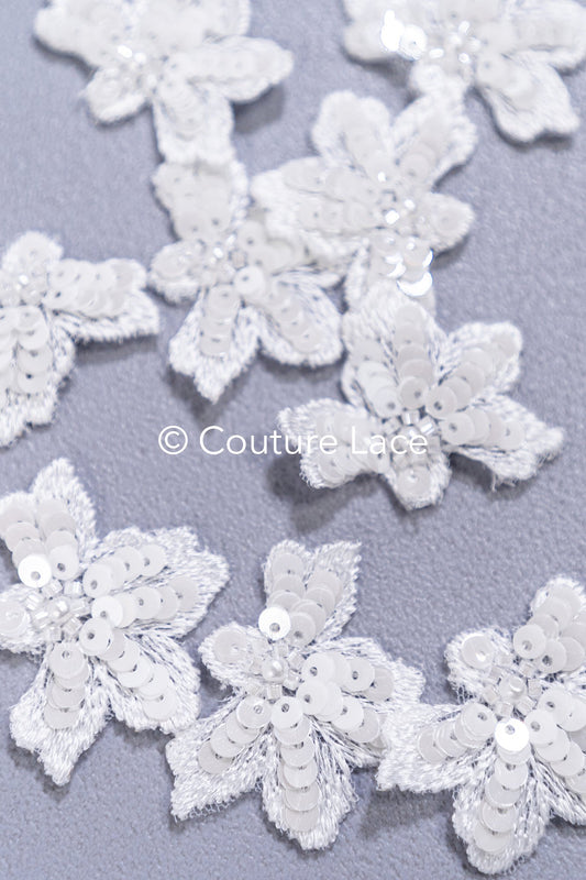 20Stk. 3D Blumen Spitzenapplikation/ Hochzeitskleid Spitzenapplikation/ Braut Spitze// A26-502