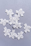 20 piezas de flores de encaje para coser / Aplicaciones de flores 3D de encaje / Aplicaciones de encaje para vestido de novia / Encaje nupcial // A26-502
