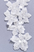 20 piezas de flores de encaje para coser / Aplicaciones de flores 3D de encaje / Aplicaciones de encaje para vestido de novia / Encaje nupcial // A26-502