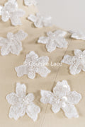 20 piezas de flores de encaje para coser / Aplicaciones de flores 3D de encaje / Aplicaciones de encaje para vestido de novia / Encaje nupcial // A26-502