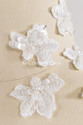 20 piezas de flores de encaje para coser / Aplicaciones de flores 3D de encaje / Aplicaciones de encaje para vestido de novia / Encaje nupcial // A26-502