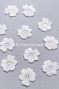 20 piezas de flores de encaje para coser / Aplicaciones de flores 3D de encaje / Aplicaciones de encaje para vestido de novia / Encaje nupcial // A26-504