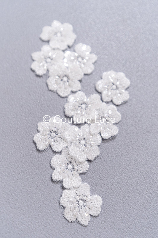 20 piezas de flores de encaje para coser / Aplicaciones de flores 3D de encaje / Aplicaciones de encaje para vestido de novia / Encaje nupcial // A26-504