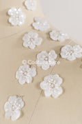20 piezas de flores de encaje para coser / Aplicaciones de flores 3D de encaje / Aplicaciones de encaje para vestido de novia / Encaje nupcial // A26-504