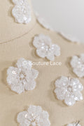 20 piezas de flores de encaje para coser / Aplicaciones de flores 3D de encaje / Aplicaciones de encaje para vestido de novia / Encaje nupcial // A26-504