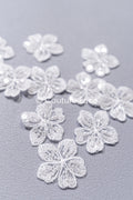 20 piezas de flores de encaje para coser / Aplicaciones de flores 3D de encaje / Aplicaciones de encaje para vestido de novia / Encaje nupcial // A26-505