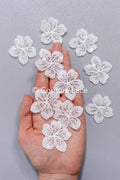 20 piezas de flores de encaje para coser / Aplicaciones de flores 3D de encaje / Aplicaciones de encaje para vestido de novia / Encaje nupcial // A26-505
