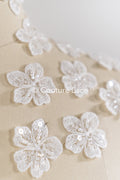 20 piezas de flores de encaje para coser / Aplicaciones de flores 3D de encaje / Aplicaciones de encaje para vestido de novia / Encaje nupcial // A26-505