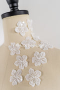 20 piezas de flores de encaje para coser / Aplicaciones de flores 3D de encaje / Aplicaciones de encaje para vestido de novia / Encaje nupcial // A26-505
