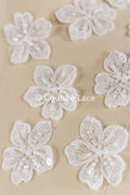 20 piezas de flores de encaje para coser / Aplicaciones de flores 3D de encaje / Aplicaciones de encaje para vestido de novia / Encaje nupcial // A26-505