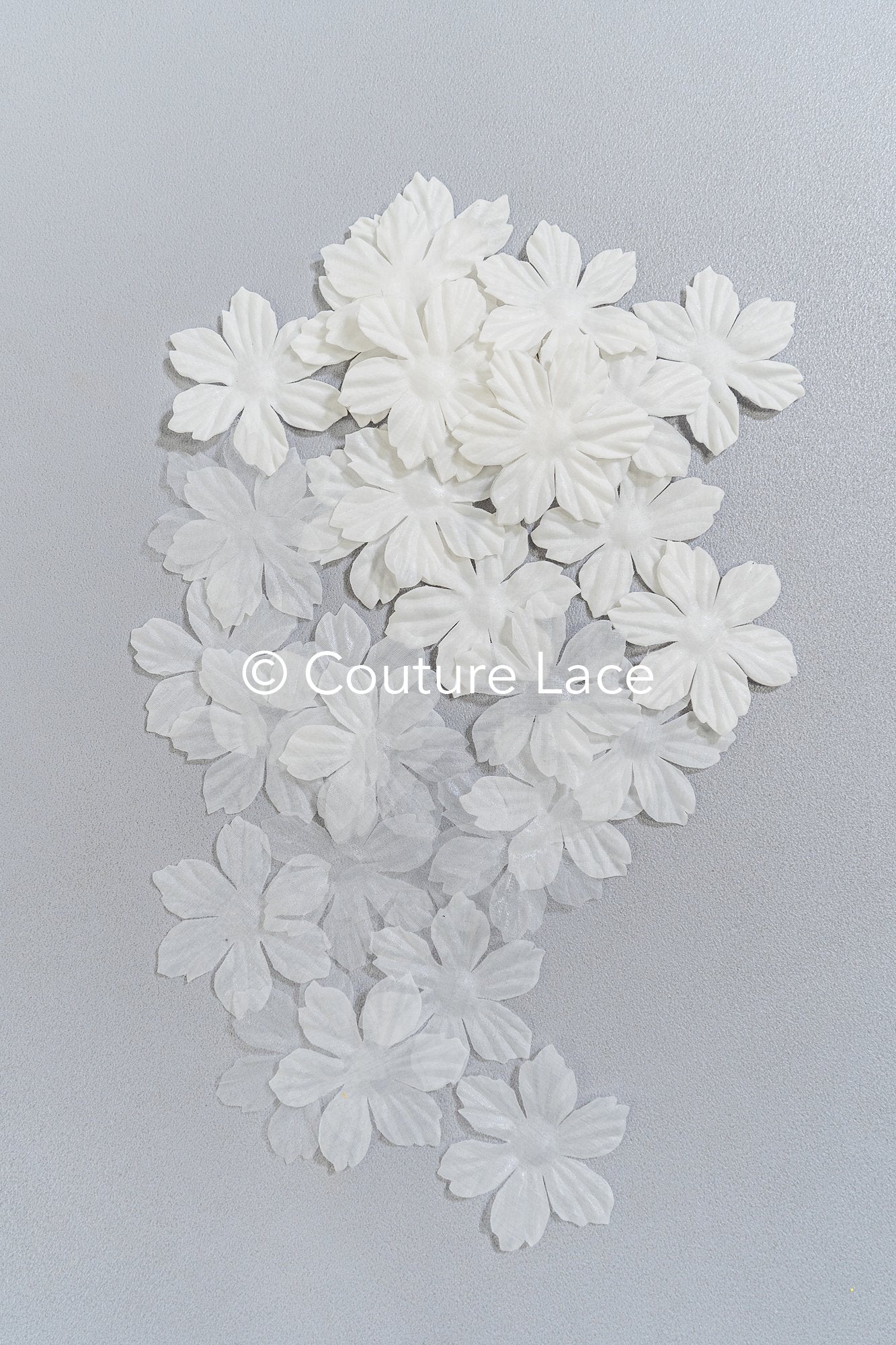 200 uds. - Flores 3D / Flores de tela para vestidos de novia / Apliques de encaje con flores 3D // A26-506