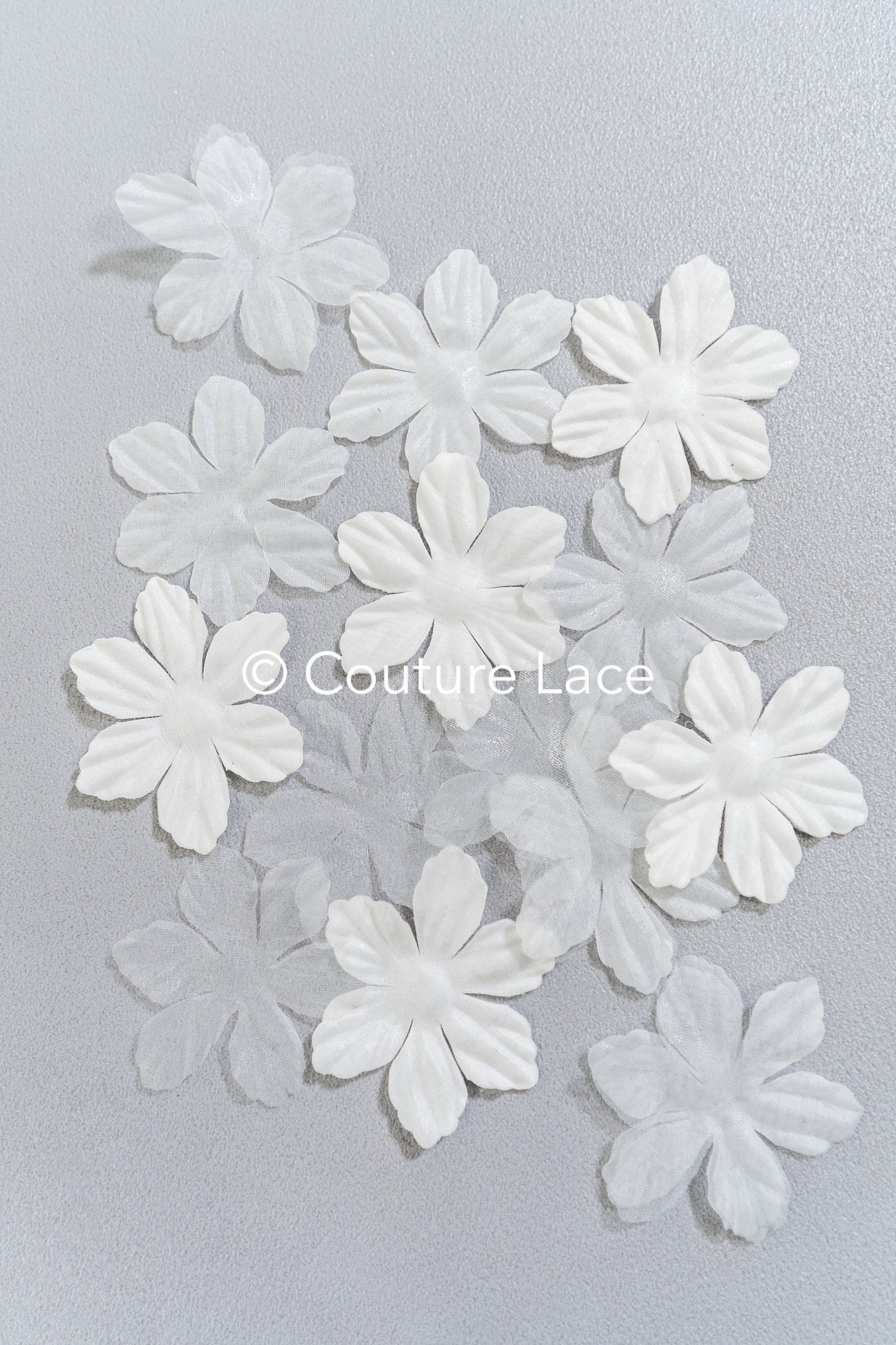 200 uds. - Flores 3D / Flores de tela para vestidos de novia / Apliques de encaje con flores 3D // A26-507