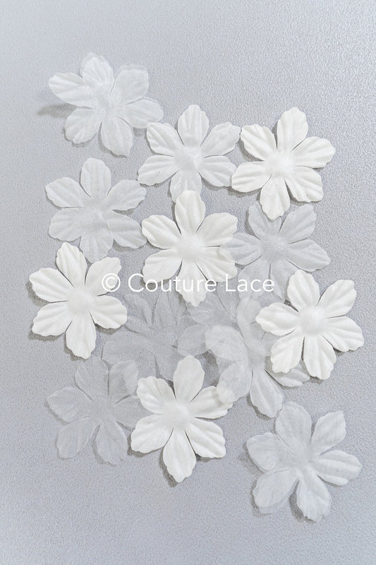 200 uds. - Flores 3D / Flores de tela para vestidos de novia / Apliques de encaje con flores 3D // A26-507