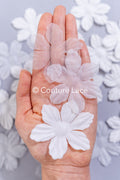 200 uds. - Flores 3D / Flores de tela para vestidos de novia / Apliques de encaje con flores 3D // A26-507