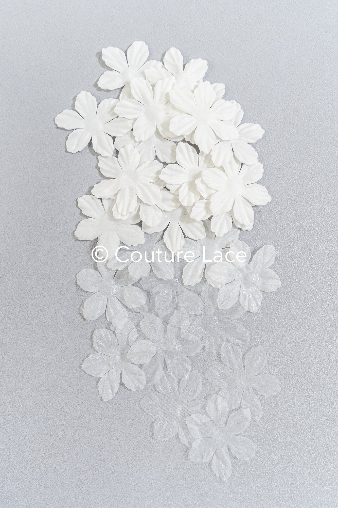 200 uds. - Flores 3D / Flores de tela para vestidos de novia / Apliques de encaje con flores 3D // A26-507