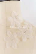 200 uds. - Flores 3D / Flores de tela para vestidos de novia / Apliques de encaje con flores 3D // A26-507