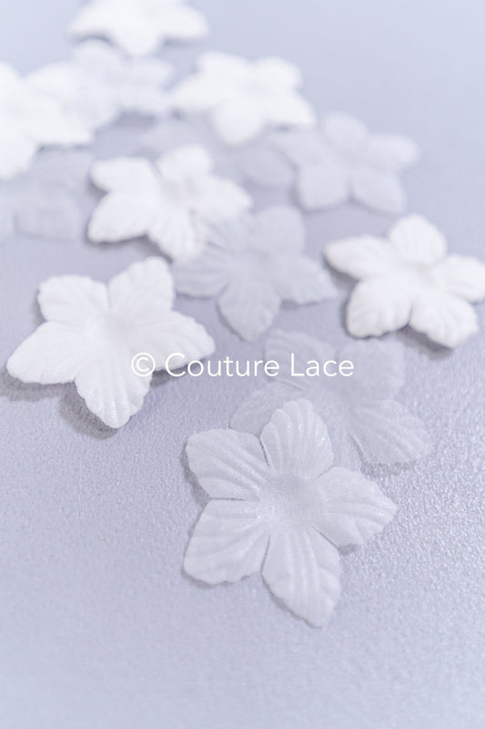 200 uds. - Flores 3D / Flores de tela para vestidos de novia / Apliques de encaje con flores 3D // A26-508