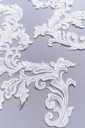 Perlen bestickte barocke Applikationen für Brautkleider/ Brautkleidspitze Perlen Motive // A25-509
