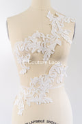 Perlen bestickte barocke Applikationen für Brautkleider/ Brautkleidspitze Perlen Motive // A25-509