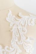 Perlen bestickte barocke Applikationen für Brautkleider/ Brautkleidspitze Perlen Motive // A25-509