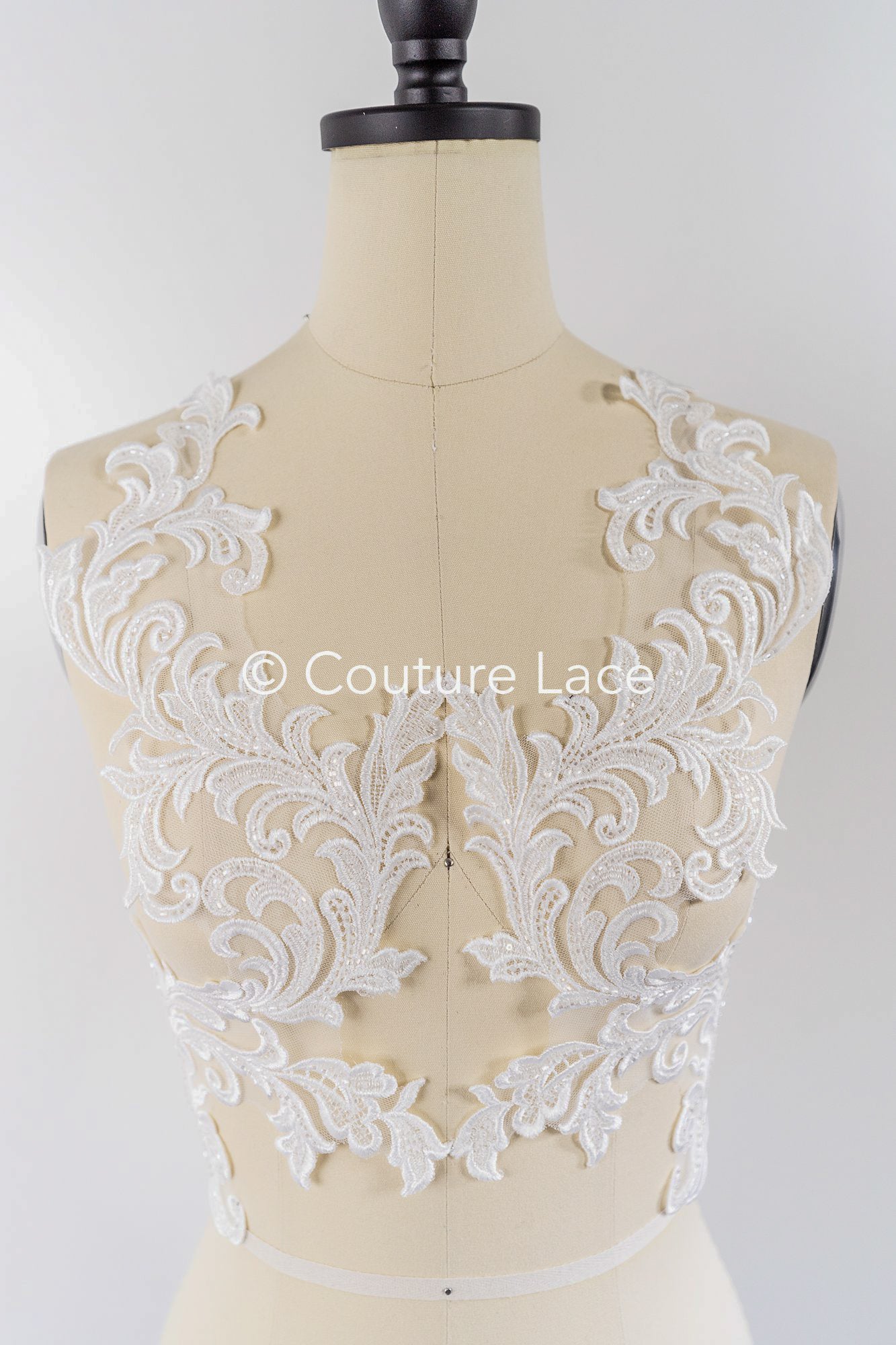Beaded baroque appliqués for wedding dresses/ bridal lace pearl motifs // A25-510