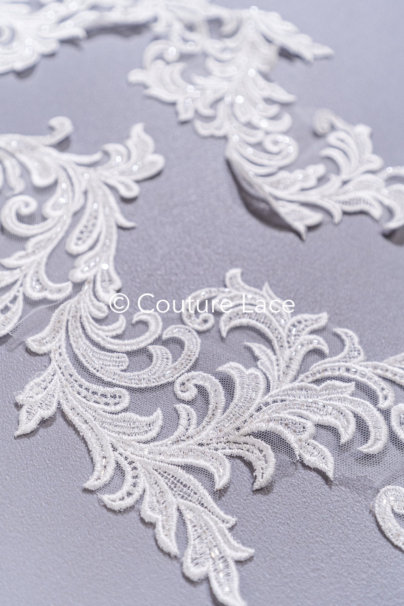 Beaded baroque appliqués for wedding dresses/ bridal lace pearl motifs // A25-510
