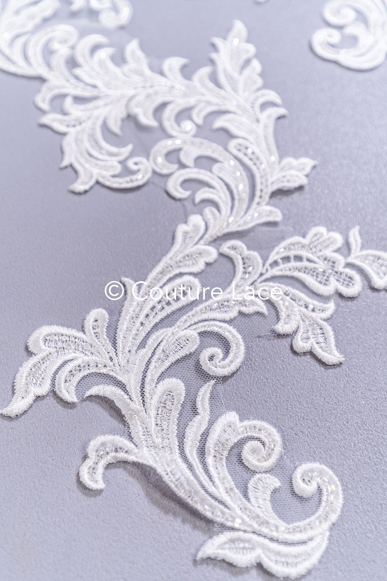 Beaded baroque appliqués for wedding dresses/ bridal lace pearl motifs // A25-510