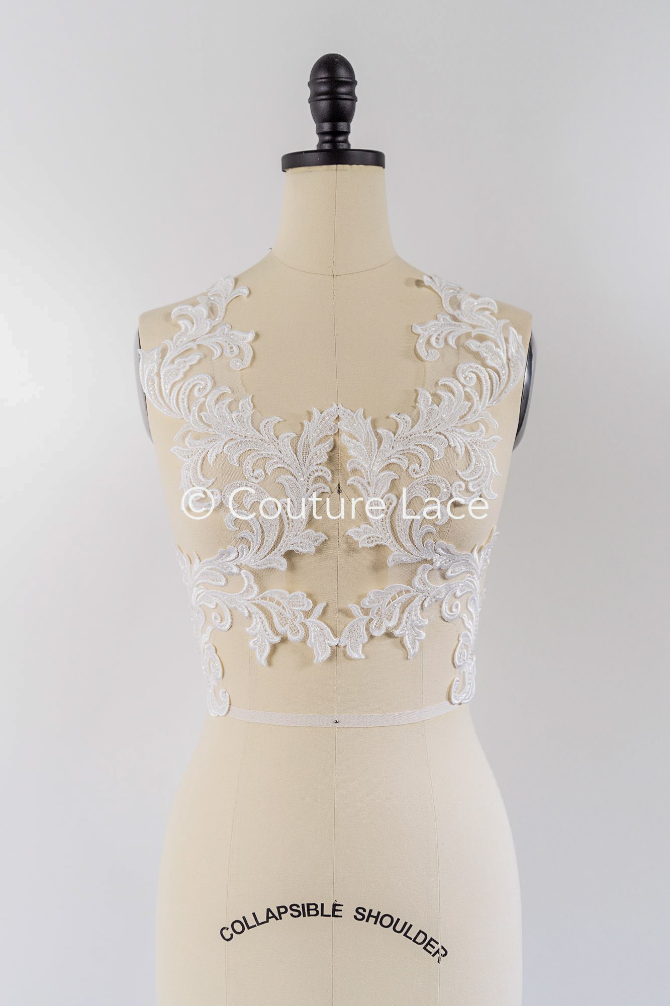 Beaded baroque appliqués for wedding dresses/ bridal lace pearl motifs // A25-510
