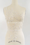 Beaded embroidered flower appliqués for wedding dresses/ bridal lace bead motifs // A25-511