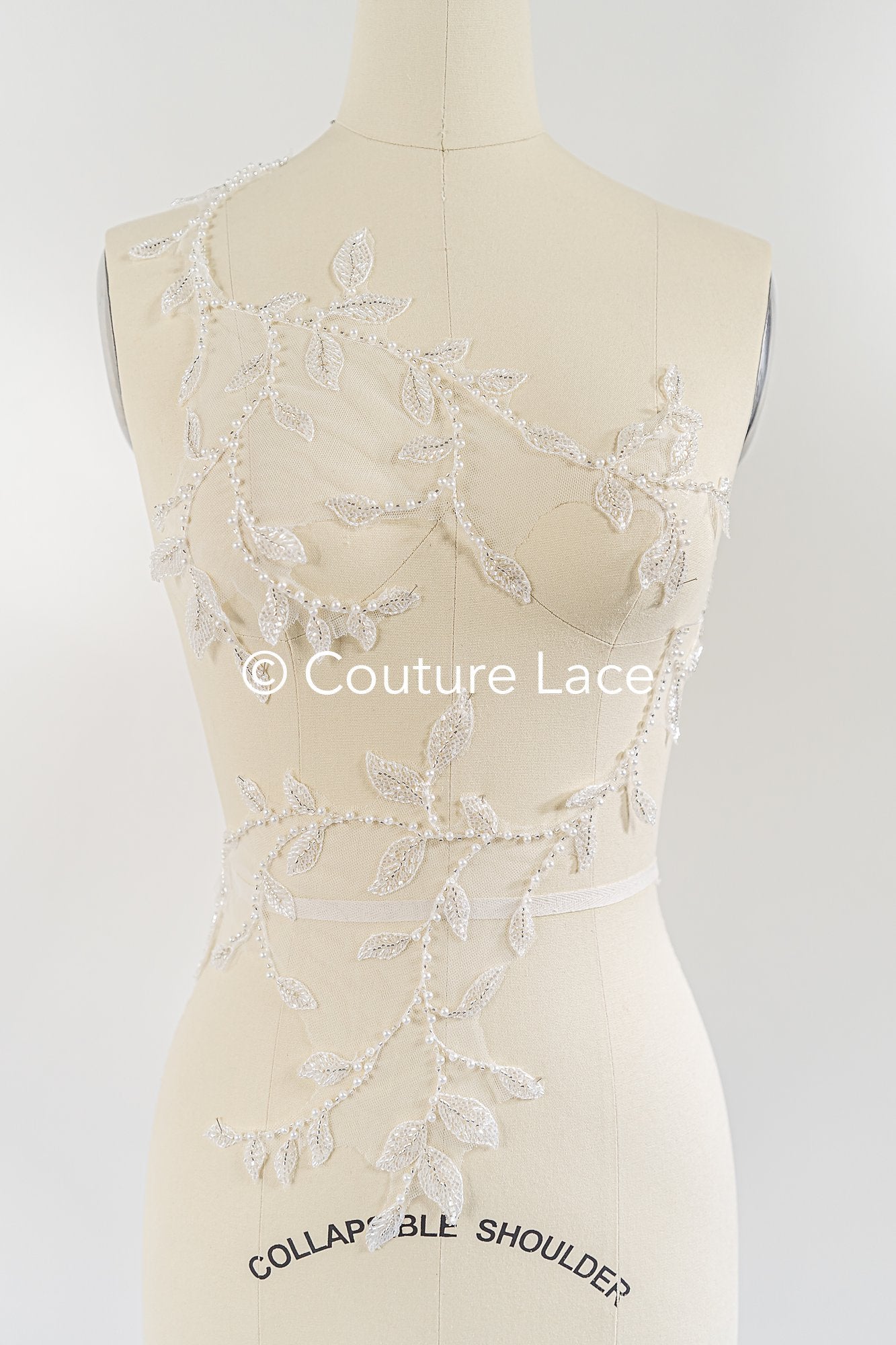 Beaded embroidered flower appliqués for wedding dresses/ bridal lace bead motifs // A25-511