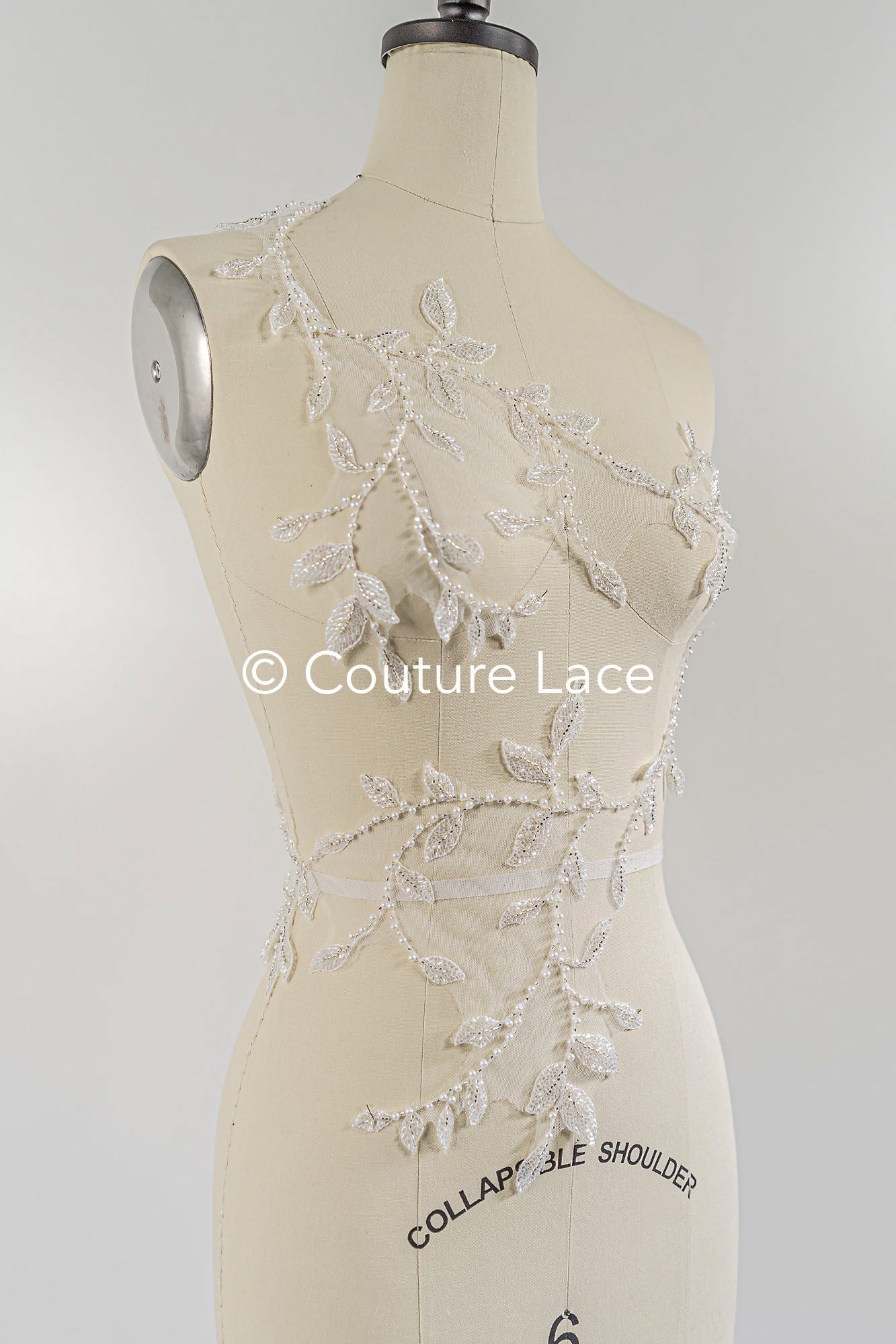 Perlen bestickte Blumen Applikationen für Brautkleider/ Brautkleidspitze Perlen Motive // A25-511