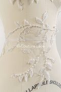 Perlen bestickte Blumen Applikationen für Brautkleider/ Brautkleidspitze Perlen Motive // A25-511