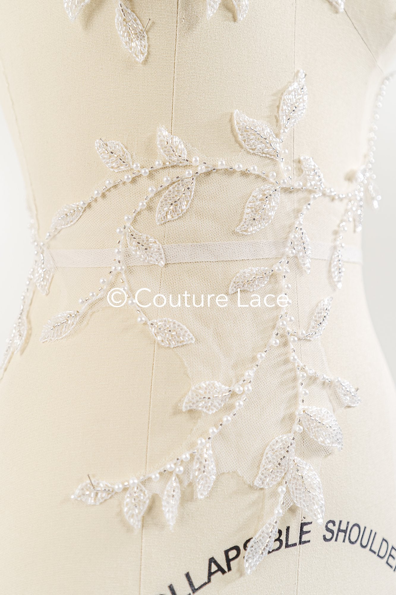 Beaded embroidered flower appliqués for wedding dresses/ bridal lace bead motifs // A25-511