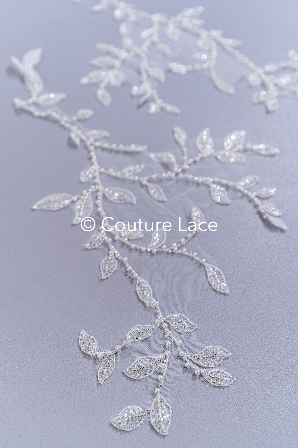 Beaded embroidered flower appliqués for wedding dresses/ bridal lace bead motifs // A25-511