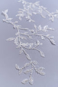 Beaded embroidered flower appliqués for wedding dresses/ bridal lace bead motifs // A25-511