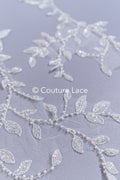 Beaded embroidered flower appliqués for wedding dresses/ bridal lace bead motifs // A25-511