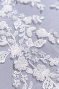 Beaded embroidered flower appliqués for wedding dresses/ bridal lace bead motifs // A25-512