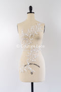 Beaded embroidered flower appliqués for wedding dresses/ bridal lace bead motifs // A25-512