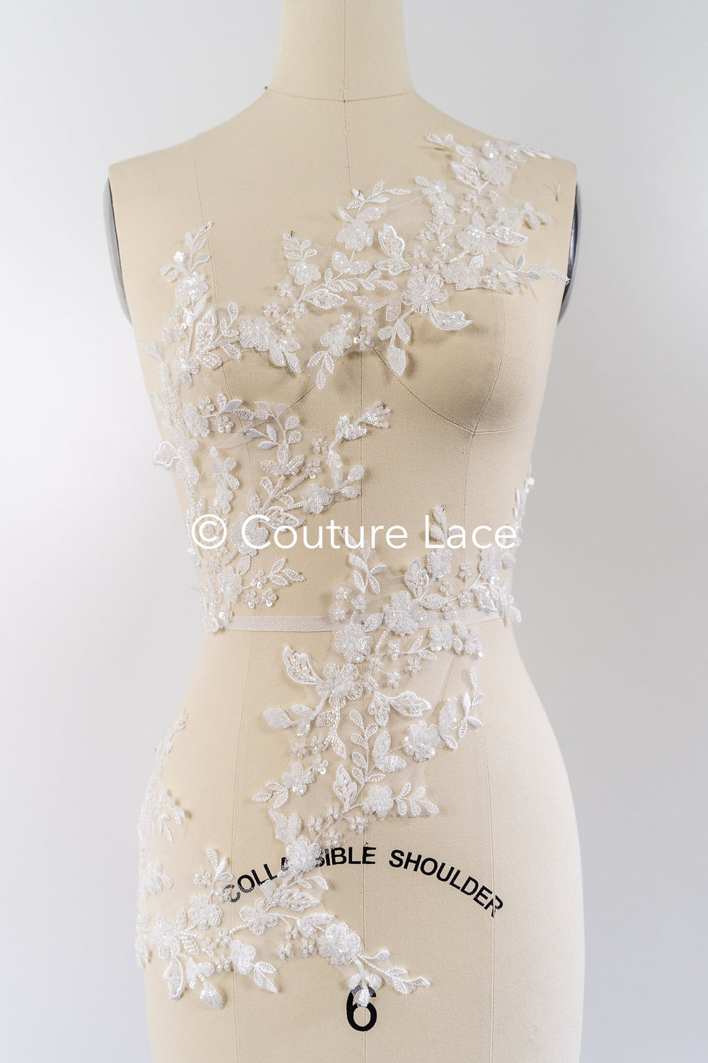 Beaded embroidered flower appliqués for wedding dresses/ bridal lace bead motifs // A25-512