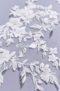Beaded embroidered flower appliqués for wedding dresses/ bridal lace bead motifs // A25-513