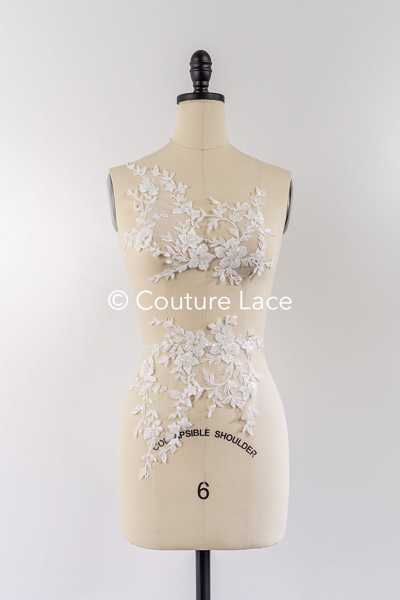 Perlen bestickte Blumen Applikationen für Brautkleider/ Brautkleidspitze Perlen Motive // A25-513