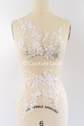 Beaded embroidered flower appliqués for wedding dresses/ bridal lace bead motifs // A25-513