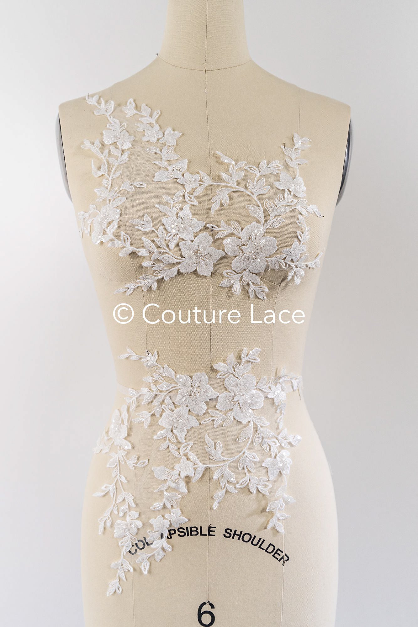 Perlen bestickte Blumen Applikationen für Brautkleider/ Brautkleidspitze Perlen Motive // A25-513