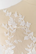Beaded embroidered flower appliqués for wedding dresses/ bridal lace bead motifs // A25-513