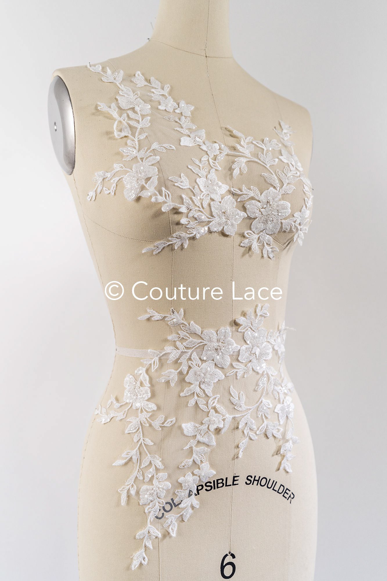 Perlen bestickte Blumen Applikationen für Brautkleider/ Brautkleidspitze Perlen Motive // A25-513