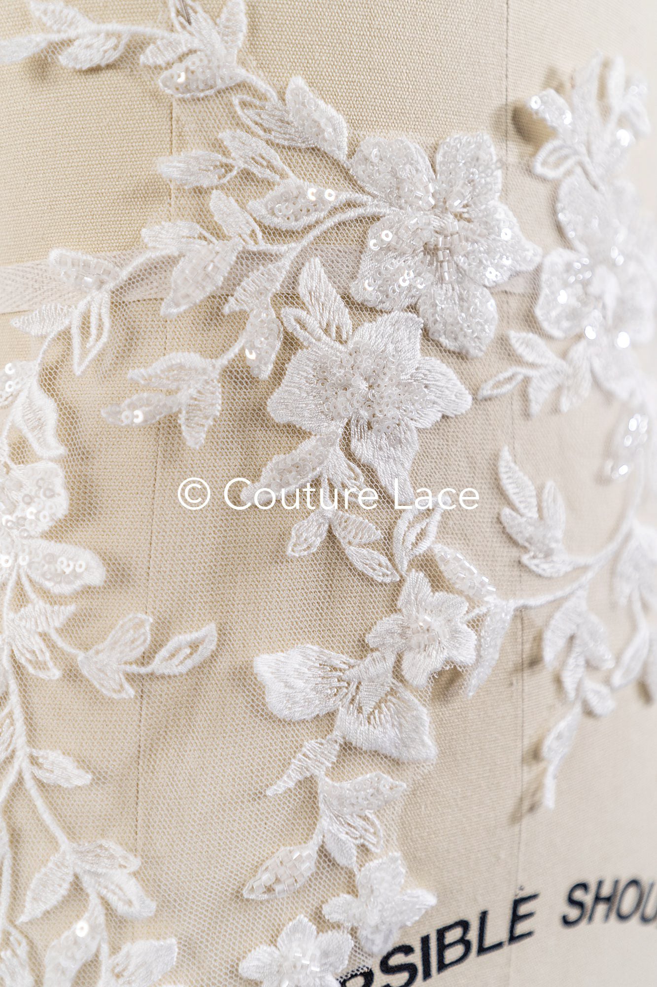 Perlen bestickte Blumen Applikationen für Brautkleider/ Brautkleidspitze Perlen Motive // A25-513