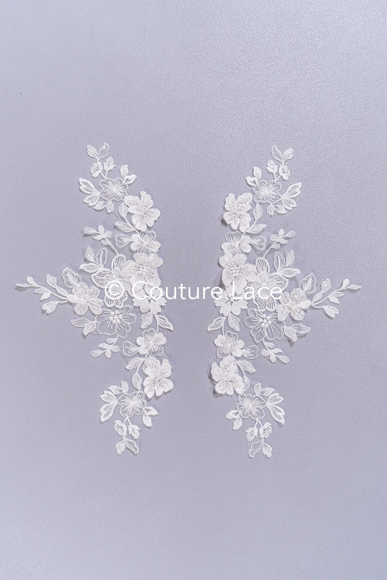 3D flower pearl appliqués for wedding dresses/ bridal lace pearl motifs // A25-516