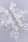 3D flower pearl appliqués for wedding dresses/ bridal lace pearl motifs // A25-516