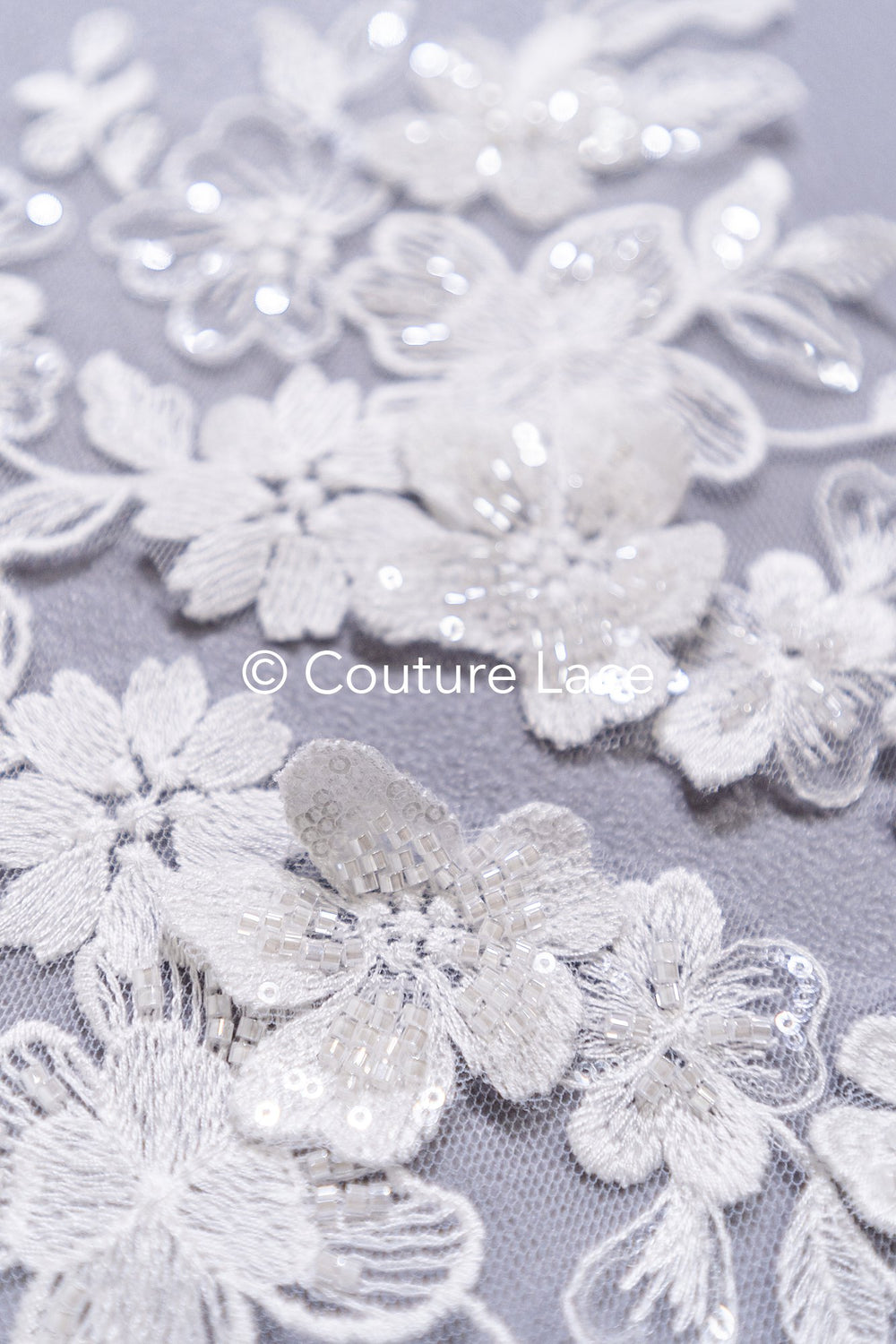 3D flower pearl appliqués for wedding dresses/ bridal lace pearl motifs // A25-516
